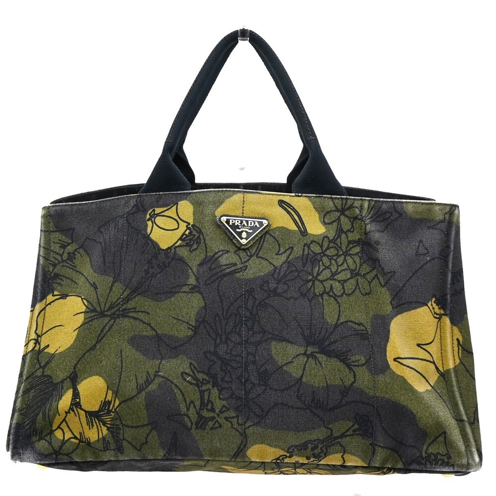 Prada Plate Logo Canapa Hand Bag Canvas #248889P40B